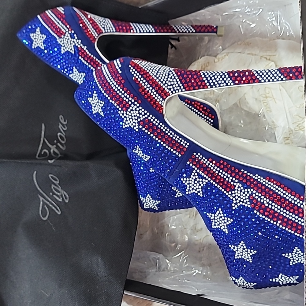 Red,white and blue heels